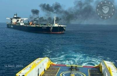 Houthi-hit Tanker Sounion Towed to Safe Area Without Any Oil Spill Houthi-hit Tanker Sounion Towed to Safe Area Without Any Oil Spill