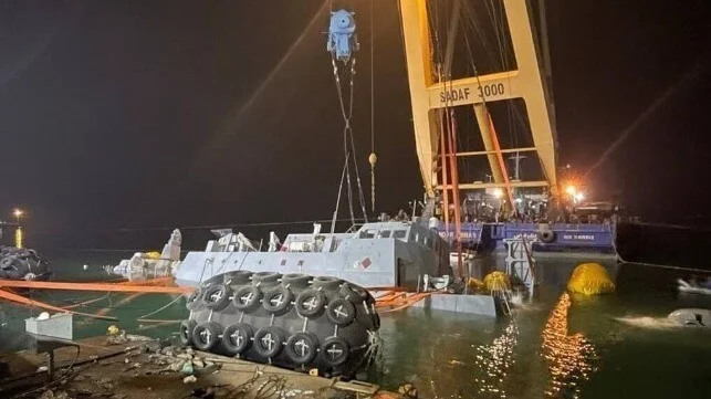 Iranian Navy Raises Capsized Frigate Sahand From the Water