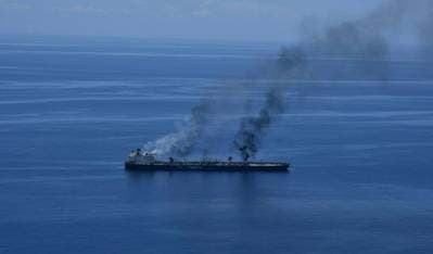 Houthi-hit Tanker Sounion Appears to Be Leaking Oil